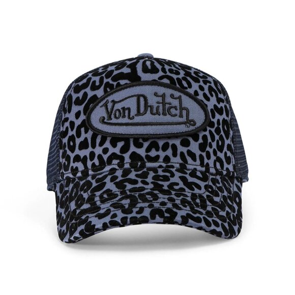 Von Dutch Blueberry Cheetah Velvet Trucker Hat MSRP89 main image 3